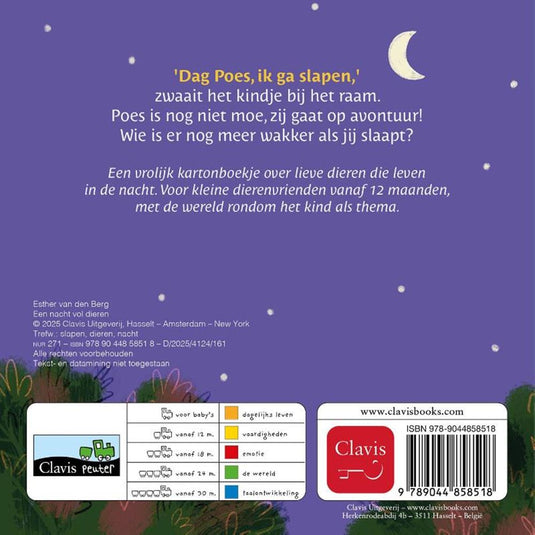 Kartonboek: een nacht vol dieren 1+