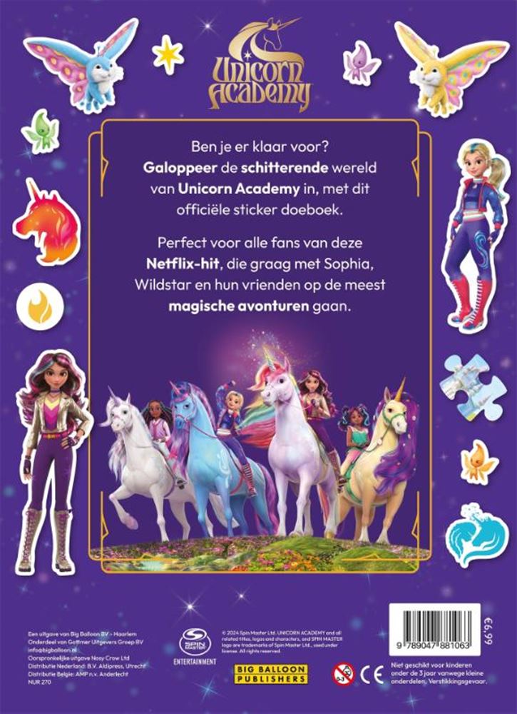 Afbeelding laden in galerijviewer, Big balloon unicorn academy sticker doeboek 4+
