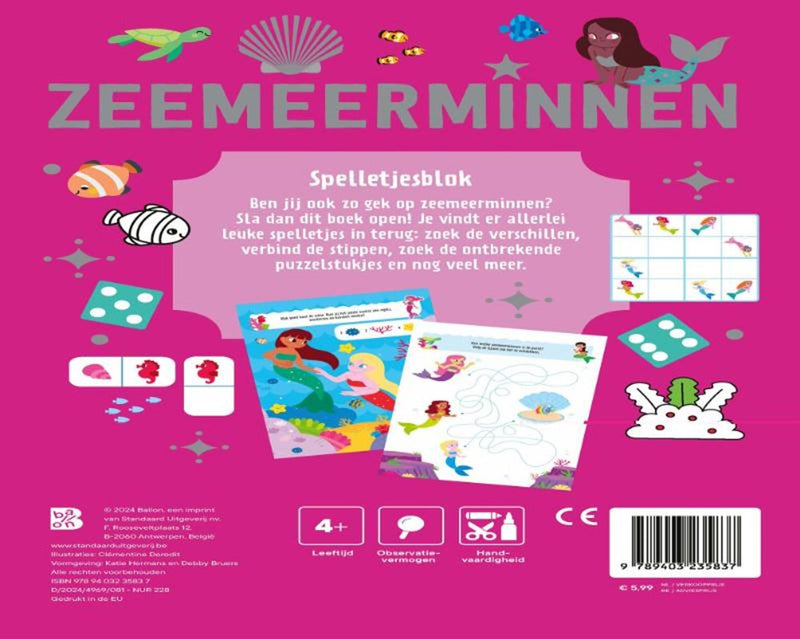 Afbeelding laden in galerijviewer, Zeemeerminnen: spelletjesblok 4+
