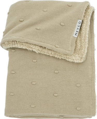 Meyco baby mini knots teddy ledikant deken - sand - 100x150cm - 2.0 tog
