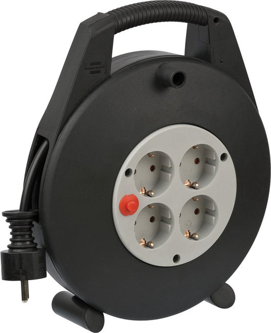 Brennenstuhl vario line kabelbox 4-voudig minikabeltrommel (binnenkabeltrommel voor huishoudelijk gebruik, 10m kabel, made in germany) zwart grijs