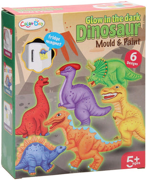 Gieten schilderen glow in the dark dino's