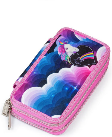 Jeva etui twozip unicorn heaven - gevulde etui met eenhoorn print