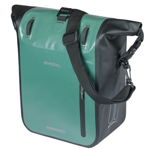 Afbeelding laden in galerijviewer, Basil enkele fietstas rivo m tarpaulin mik 12-15l 14 x 25 x 38 cm - groen zwart

