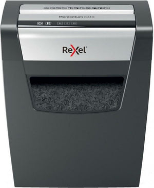 Rexel momentum x410-sl slimline stille papierversnipperaar - p4 snippers - tot 10 vel - 23l - zwart