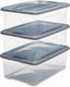 Iris new topbox opbergbox - 30l - kunststof - transparant zilvergrijs - set van 3
