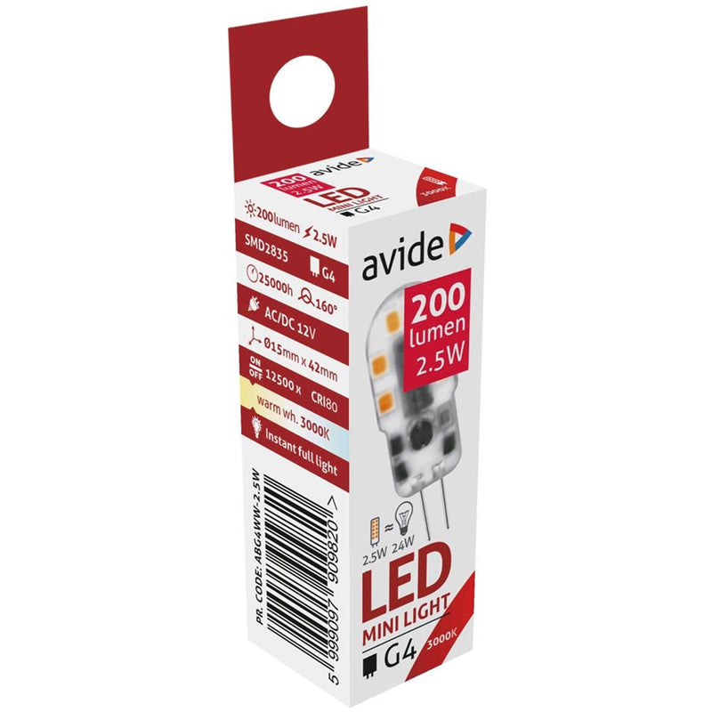 Afbeelding laden in galerijviewer, Avide led lamp 2,4w, g4 fitting 3000kelvin warm wit 200 lumen
