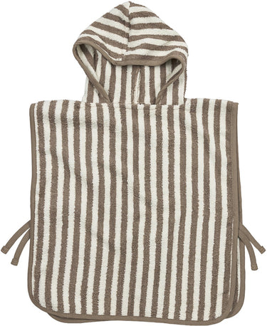 Meyco baby fat stripe badponcho - jacquard badstof - taupe - 1-3 jaar