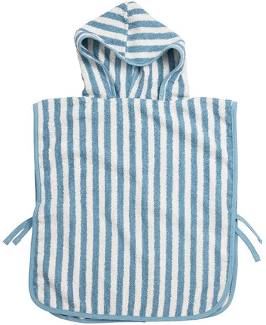 Meyco baby fat stripe badponcho - jacquard badstof - jeans blue - 1-3 jaar