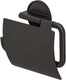 Tiger tune - wc rolhouder met klep - toiletrolhouder - zonder boren - zelfklevend 3m tape - zwart metaal geborsteld zwart - gunmetal black