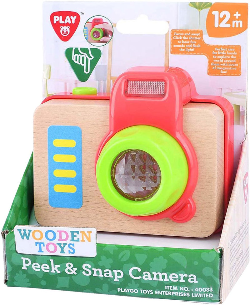 Afbeelding laden in galerijviewer, Playgo houten speelgoedcamera
