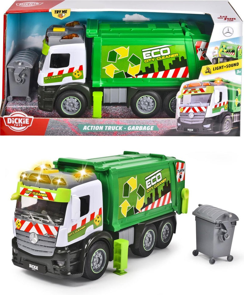 Afbeelding laden in galerijviewer, Dickie toys action truck - vuilniswagen - 26 cm - licht en geluid - speelgoedvoertuig
