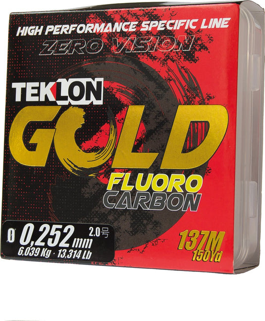 Teklon gold fluorocarbon - premium onzichtbare vislijn met japan technology zero vision 0,252mm 137m