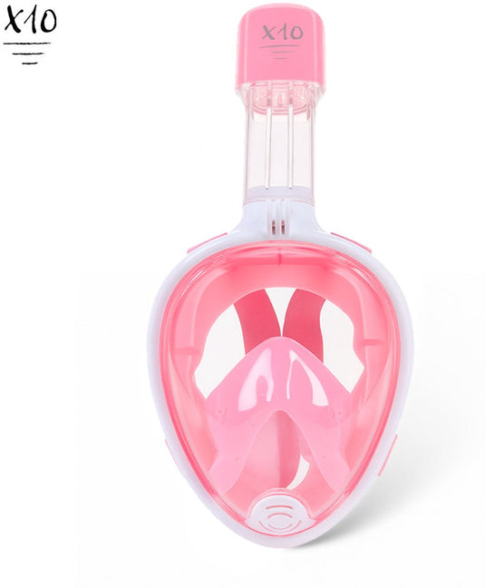 X10 snorkelmasker - duikbril - snorkel - snorkelset - full face masker - volwassenen - roze - l xl