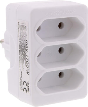 Q-link verdeelstekker domino - 3-voudig euro stekkerblok - geschikt voor binnengebruik - maximaal 1700 watt belastbaar - zonder aarde - geschikt voor huishoudelijke apparaten - kleur: wit