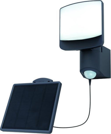 Lutec sunshine - compacte led wandlamp met sensor en zonnepaneel - antraciet grijs