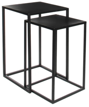 Mica decorations goa bijzettafel - set van 2 - l35 x b35 x h55 cm - metaal - zwart