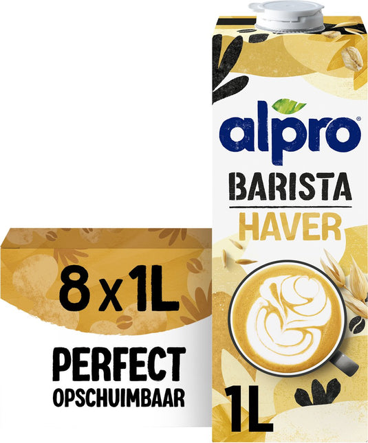 Alpro barista haverdrink – houdbaar - plantaardige melk - perfect voor koffie - lactosevrij– 8 x 1l