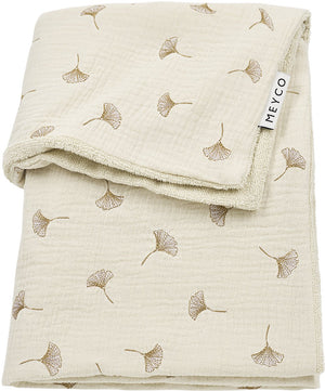 Meyco baby ginkgo ledikant deken - pre-washed hydrofiel - soft sand - 100x150cm - 1.5 tog