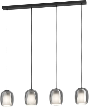 Eglo ciampino hanglamp - e27 - 97,5 cm - zwart|grijs - glas