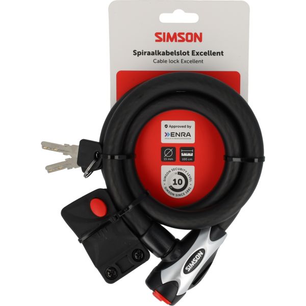 Afbeelding laden in galerijviewer, Simson spiraalkabelslot excellent size l 15mm x 100cm

