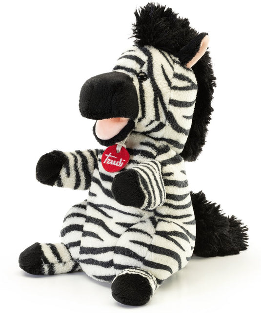 Trudi - puppets handpop zebra 29 cm - handgemaakt in italie - zacht pluche - knuffeldier voor jongens en meisjes - zwart wit - 17x29x18 cm maat s