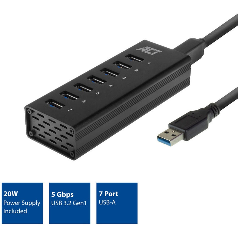 Afbeelding laden in galerijviewer, ACT Connectivity USB Hub 7 Port met stroomadapter
