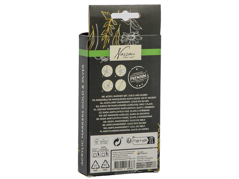 Afbeelding laden in galerijviewer, Nassau acryl marker set goud zilver - 5st.
