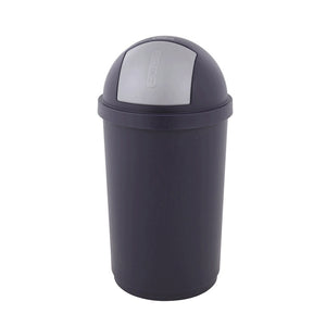 Afvalbak met pushdeksel blauw zilver (45 liter)