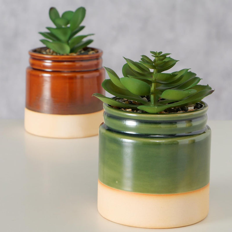 Afbeelding laden in galerijviewer, Boltze home kunstplant succulent in keramieken pot ø9,5xh14cm
