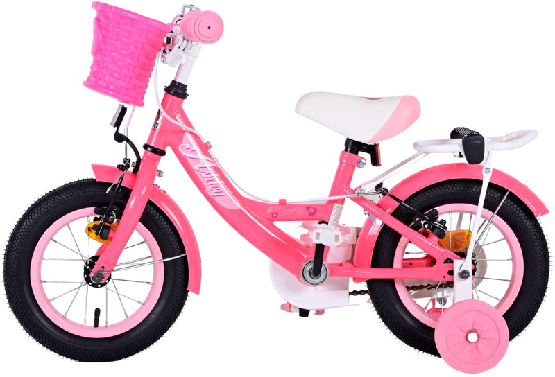 Afbeelding laden in galerijviewer, Volare Ashley Kinderfiets Meisjes 12 inch Roze Rood Twee handremmen
