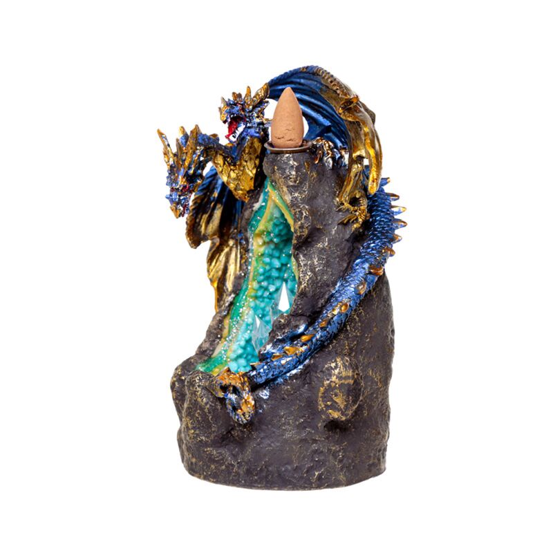 Afbeelding laden in galerijviewer, Draak met kristalgrot led backflow wierookhouder
