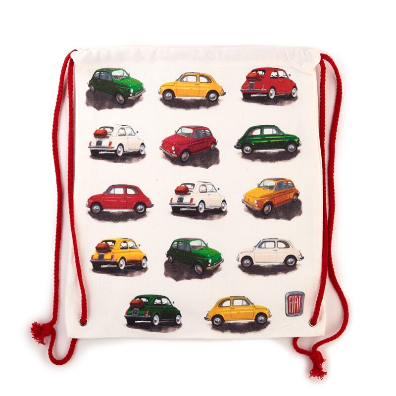 Afbeelding laden in galerijviewer, Fiat 500 repeat canvas trekkoord rugtas
