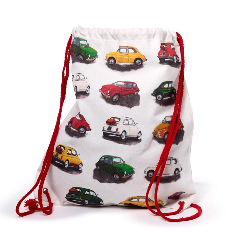 Afbeelding laden in galerijviewer, Fiat 500 repeat canvas trekkoord rugtas
