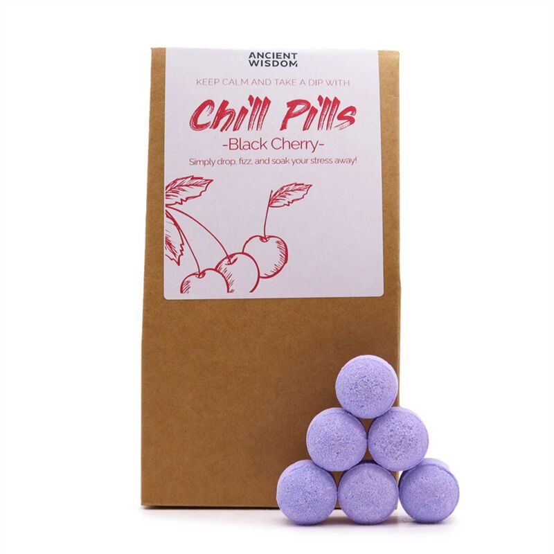 Afbeelding laden in galerijviewer, Zwarte kers badbruisballen fizz chill pill gift box
