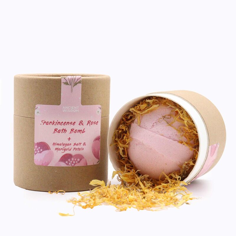Afbeelding laden in galerijviewer, Frankincense rozen himalaya-zout botanicals bruisbal cadeauset
