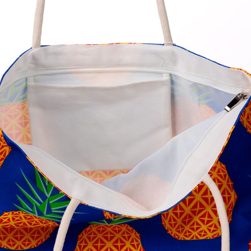 Afbeelding laden in galerijviewer, Pineapple print canvas strandtas
