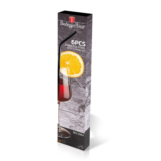 Berlingerhaus rietjes set a 6 stuks rvs zwart
