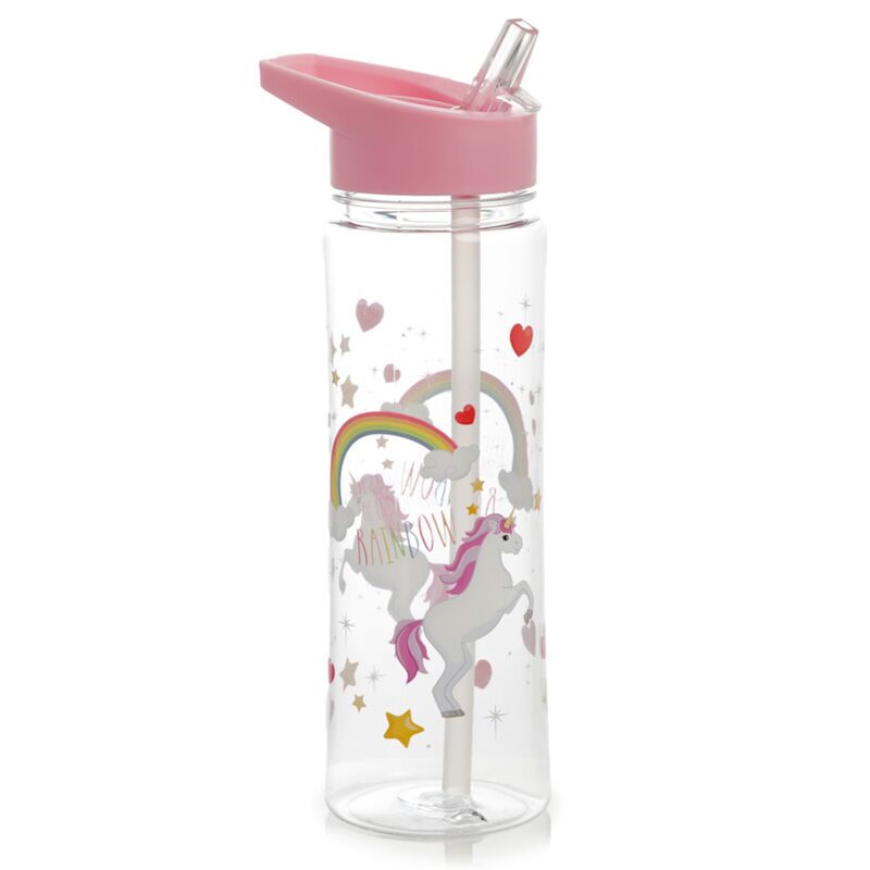 Afbeelding laden in galerijviewer, Regenboog eenhoorn tritan flip straw waterfles 550ml
