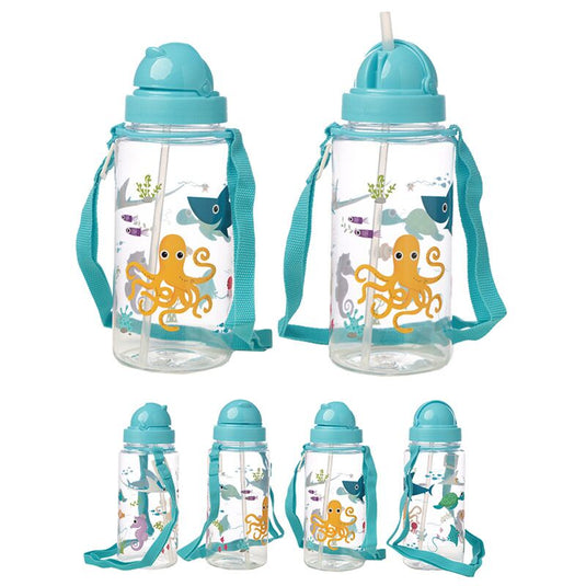 Zeedieren duurzame bpa-vrij 450ml kinder waterfles rietje