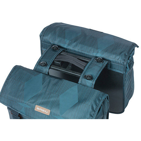 Afbeelding laden in galerijviewer, Basil dubbele fietstas elegance mik 40-49 liter - estate blauw
