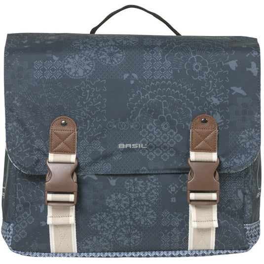 Basil dubbele fietstas bohème mik 35 liter - indigo blauw