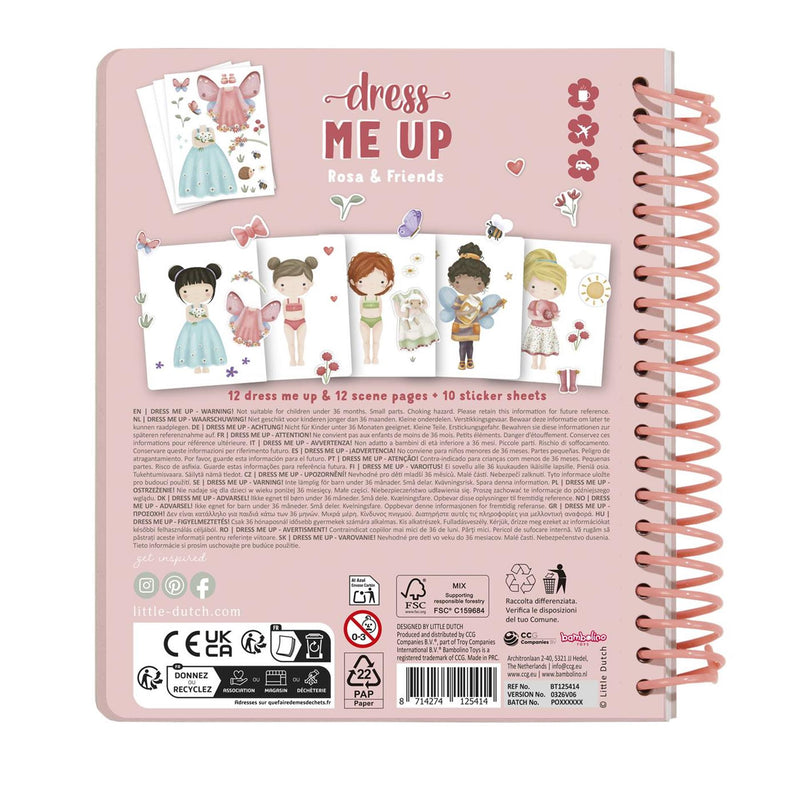 Afbeelding laden in galerijviewer, Little dutch sticker- en aankleedboek dress me up rosa friends - bambolino toys cadeau tip
