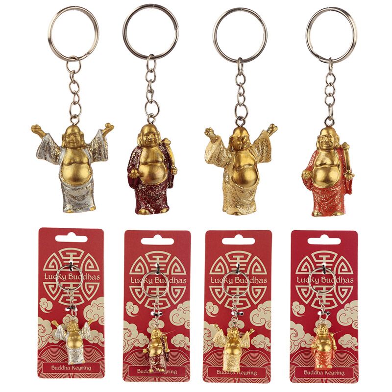 Afbeelding laden in galerijviewer, Chinese lachende boeddha glitter sleutelhanger
