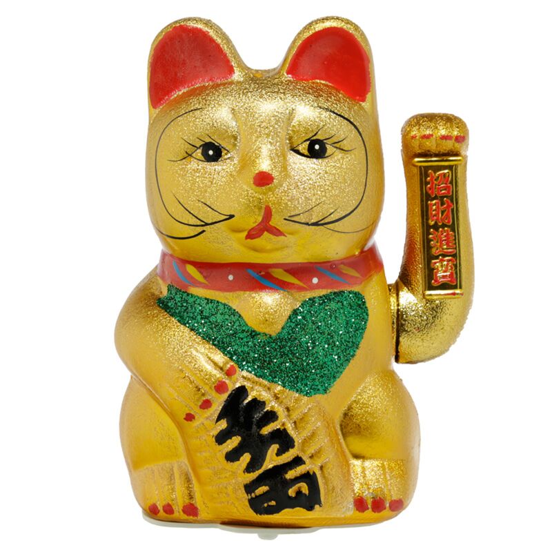 Afbeelding laden in galerijviewer, Ogen open 21cm maneki neko gelukskat
