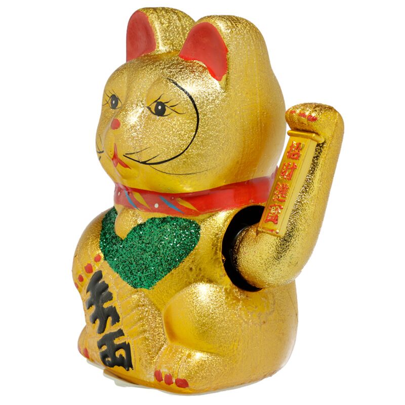 Afbeelding laden in galerijviewer, Ogen open 21cm maneki neko gelukskat
