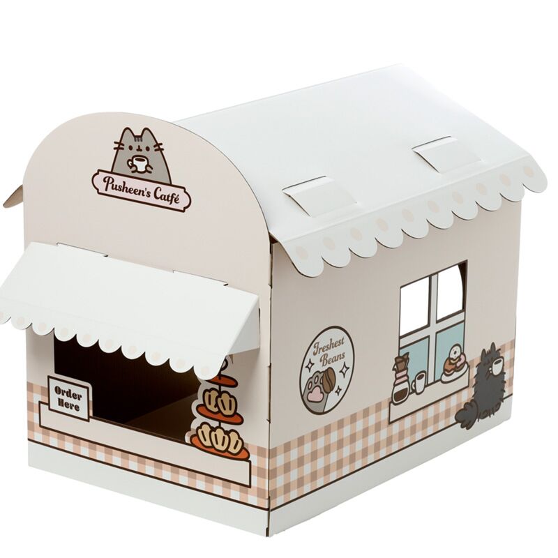 Afbeelding laden in galerijviewer, Pusheen catfé doe-het-zelf 100% karton kat speelhuisje
