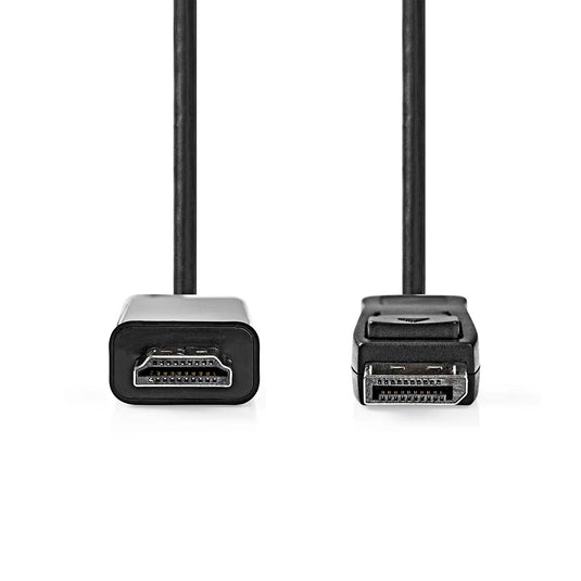 Nedis displayport-kabel | displayport male | hdmi connector | 1080p | vernikkeld | 2.00 m | rond | pvc | zwart | label - ccgl37100bk20