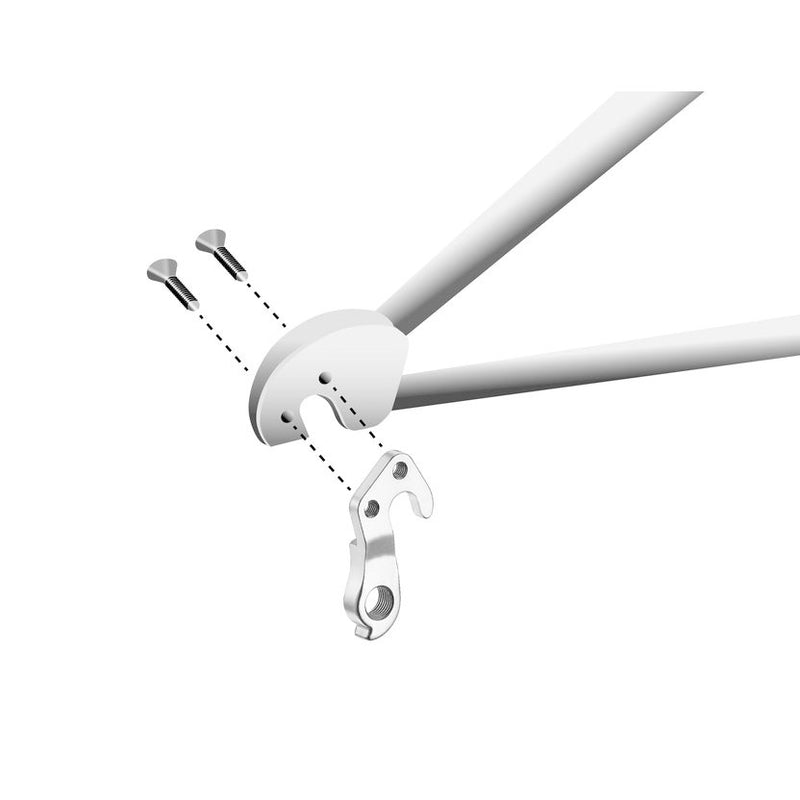 Afbeelding laden in galerijviewer, derailleurhanger GH-138 55,4 mm zilver
