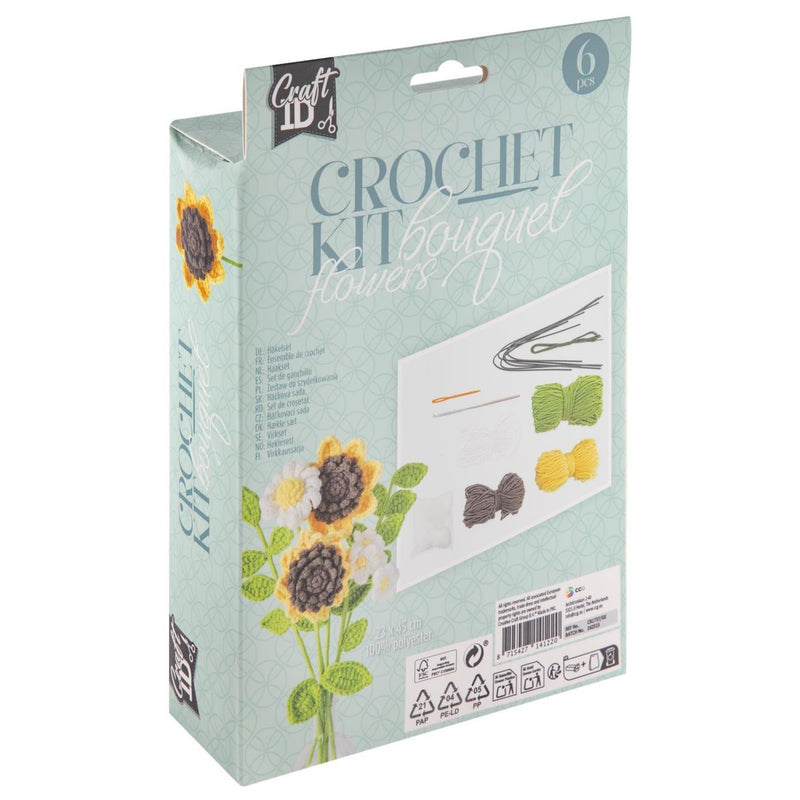 Afbeelding laden in galerijviewer, Craft id haakpakket bloemen boeket 6 zonnebloemen
